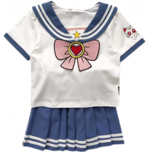 美少女战士童装夏季美少女战士套装裙子可爱水手服百褶裙韩版两件